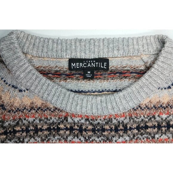 J Crew Mercantile Crewneck Sweater Mens M Fair Isle Wool Grandpa Academia Preppy - Picture 6 of 14